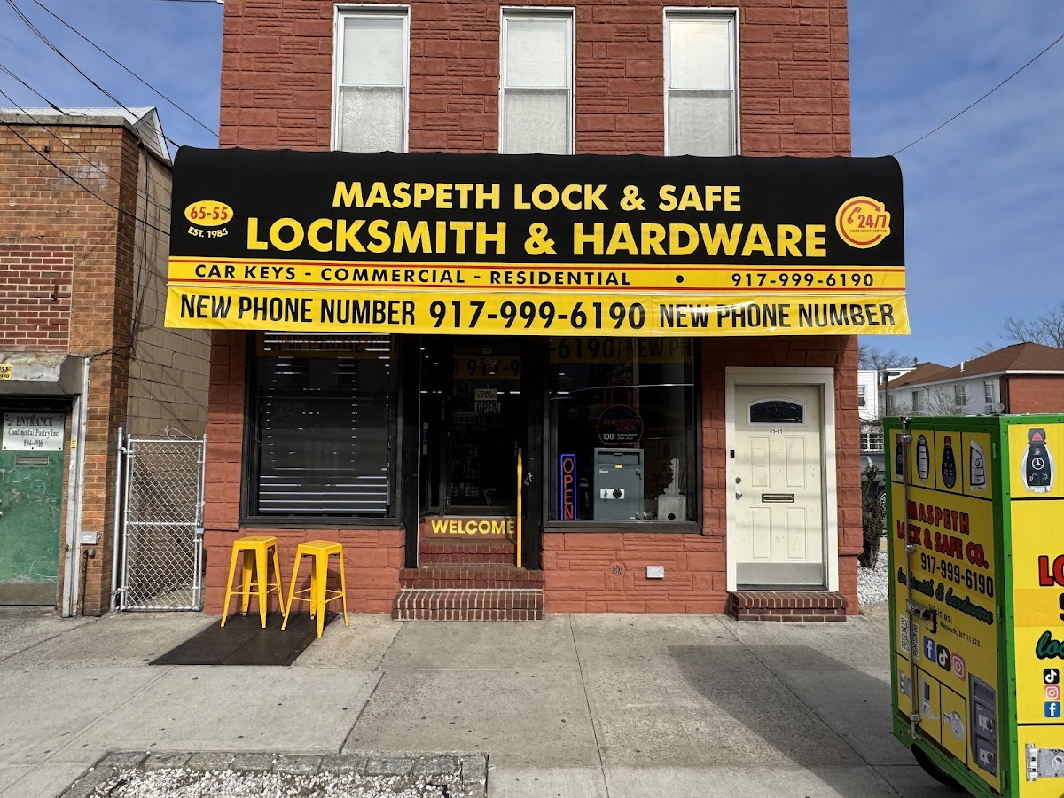 Maspeth Lock and Safe Co storefront during the day