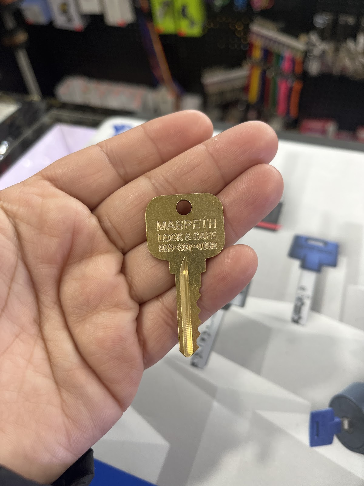 Branded Maspeth Lock and Safe key