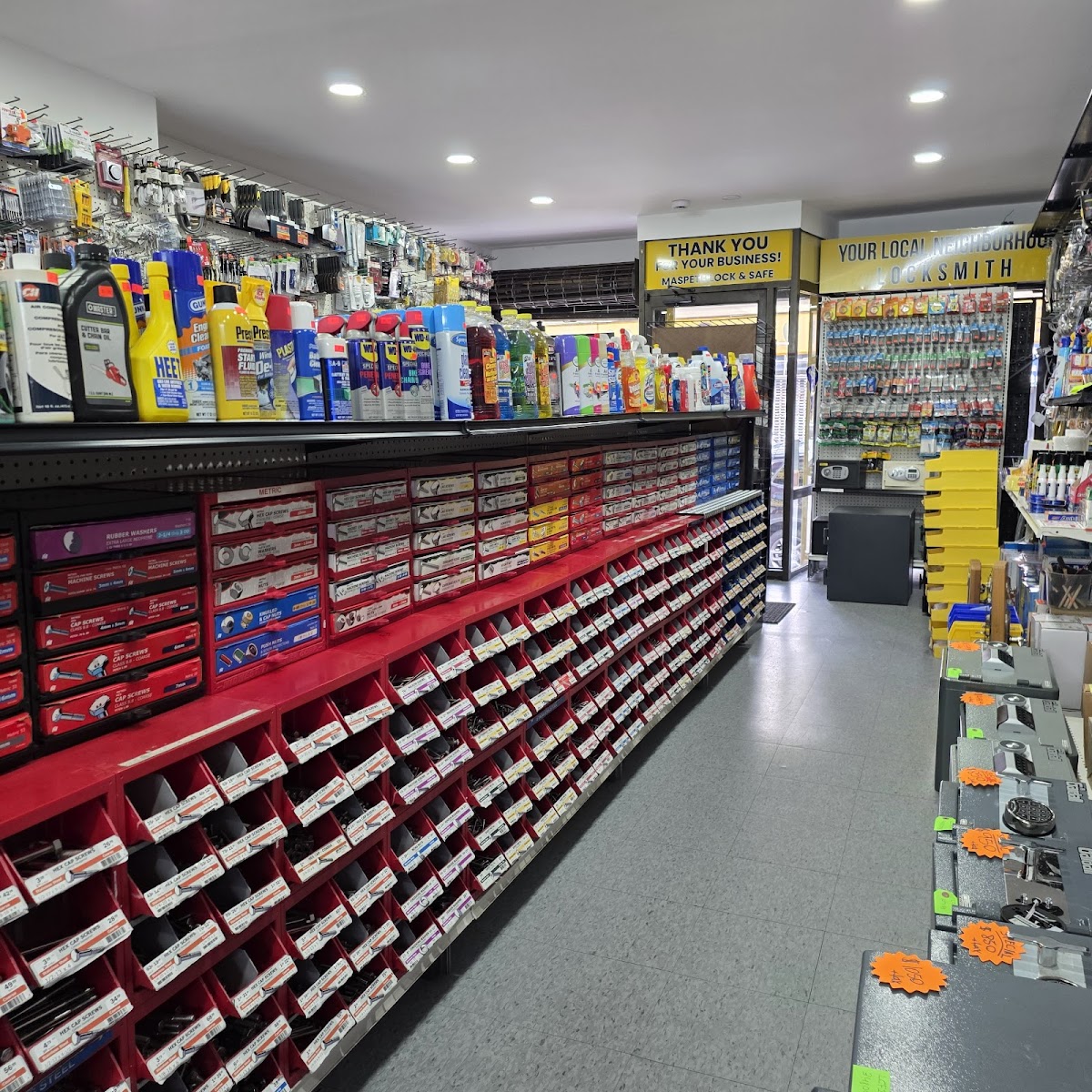 Maspeth Lock and Safe Co store interior — hardware and key supplies